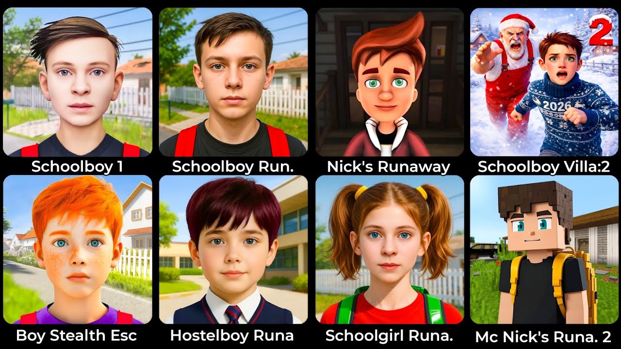Schoolboy Runaway Avatar Mod, Nick's Runaway, Schoolboy Vill: 2, Boy Stealth Escape, Evil Neighbors