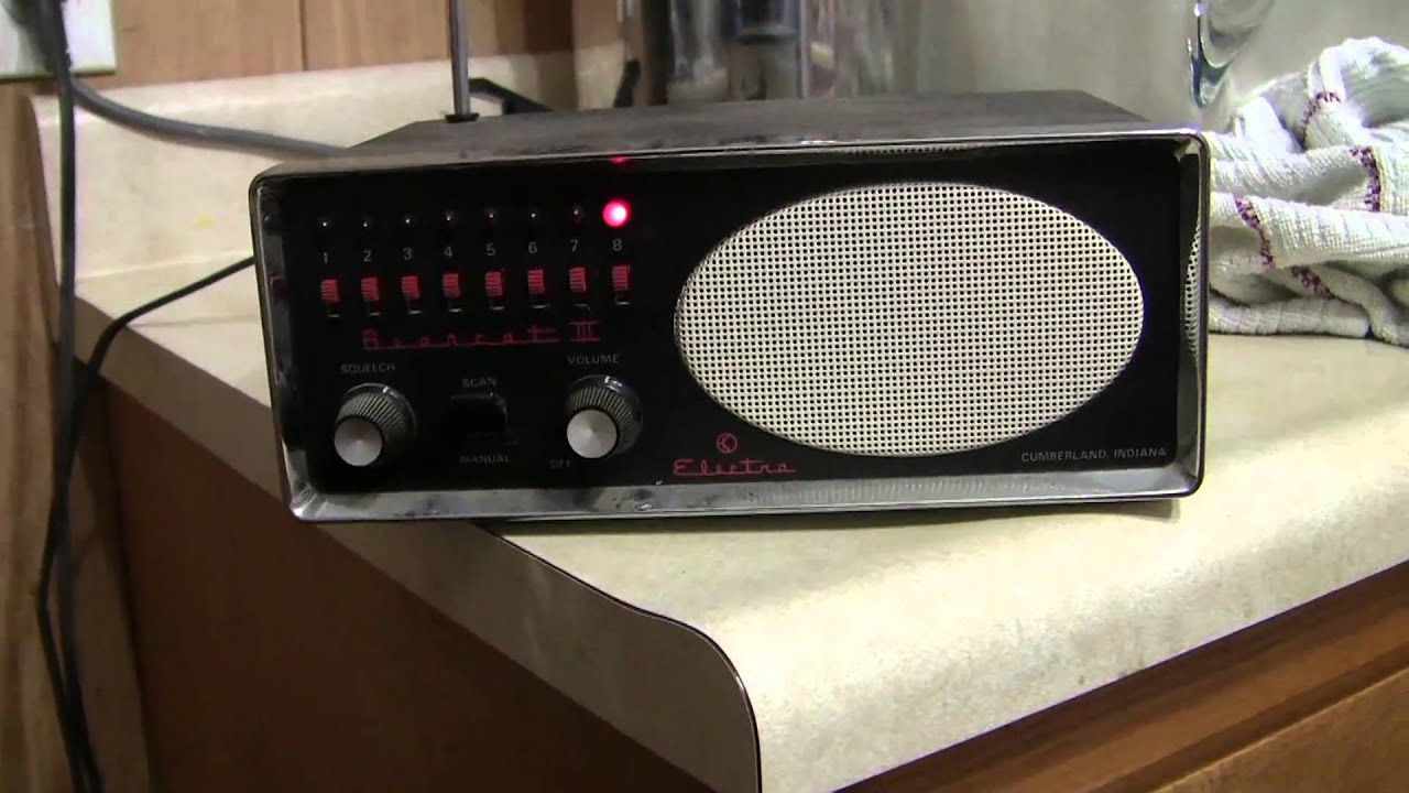 A demonstration of a 1970's Electra Bearcat 3 crystal controlled scanner.