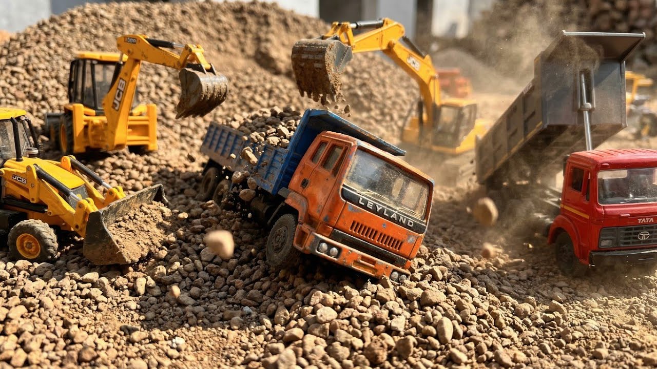 Dusty Gravel Rescue! 🚧 Leyland Truck Stuck | Double JCB Power