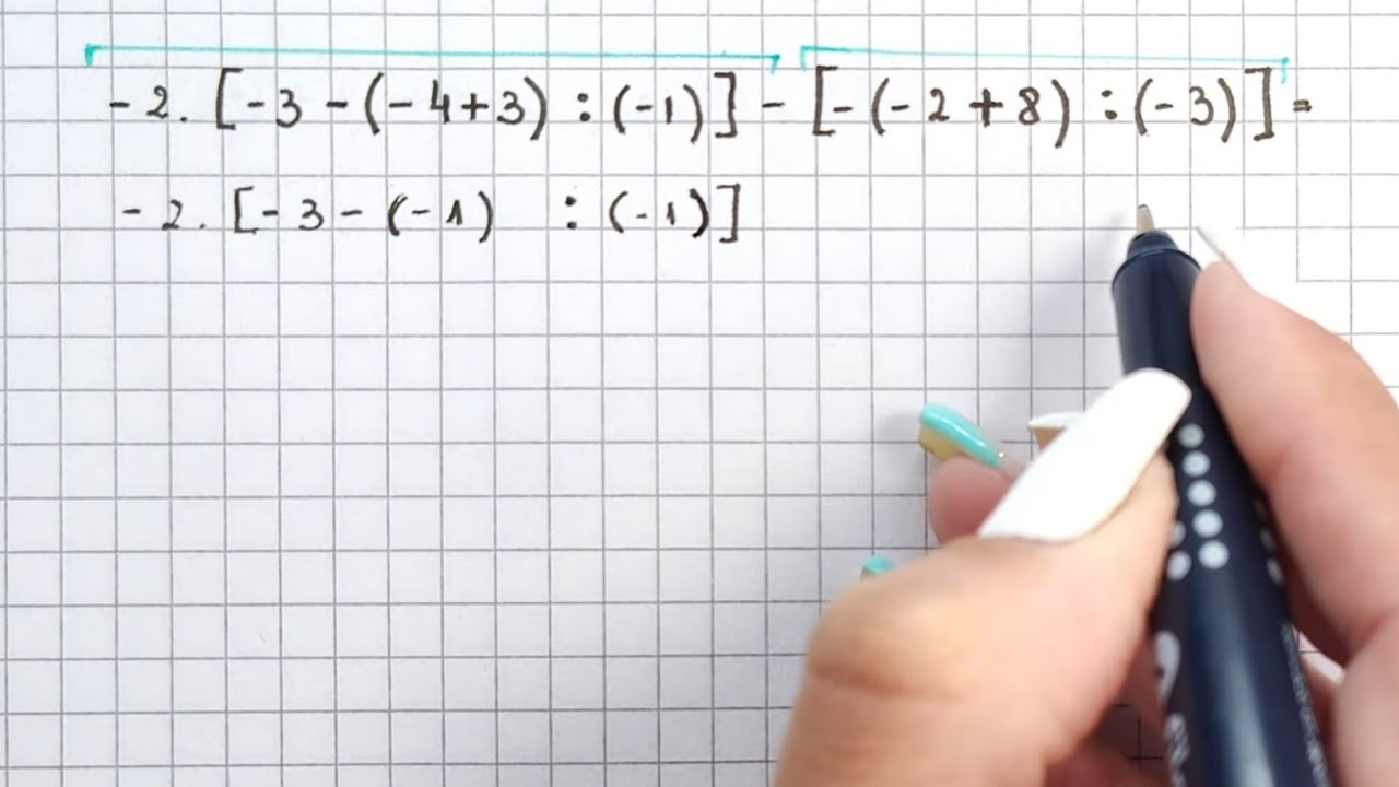 CÁLCULO CON NÚMEROS ENTEROS - Paréntesis, Corchetes, Suma, Resta, Multiplicación y División