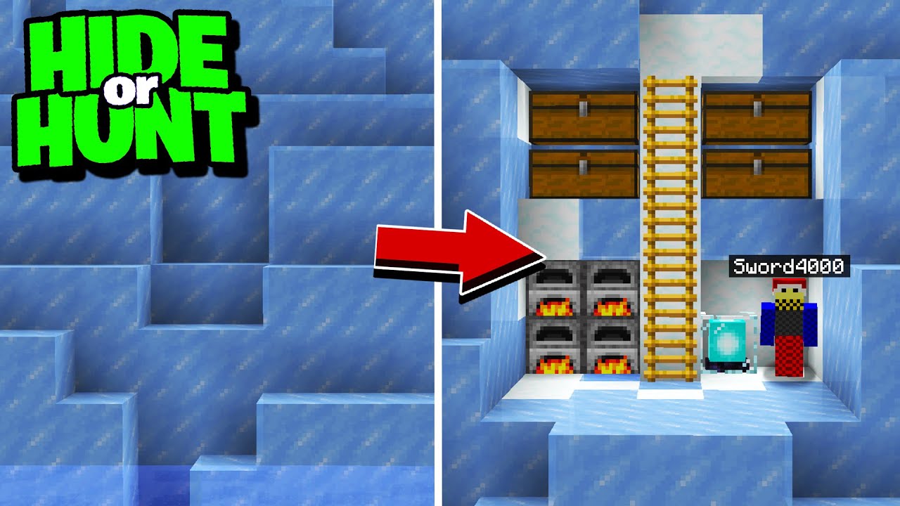 Secret ICE MOUNTAIN Base in Minecraft Hide Or Hunt!