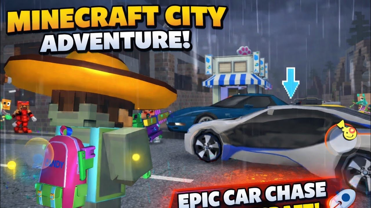 Minecraft City Adventure 🚗 Epic Car Chase Gameplay | SK Creative