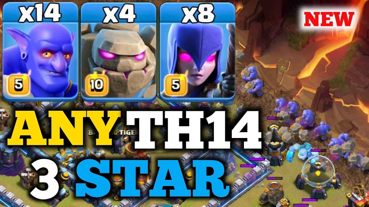 Th14 Golem Bowler Witch Attack With 10 Zap Spell | Best Th14 Attack Strategy in Clash of Clans
