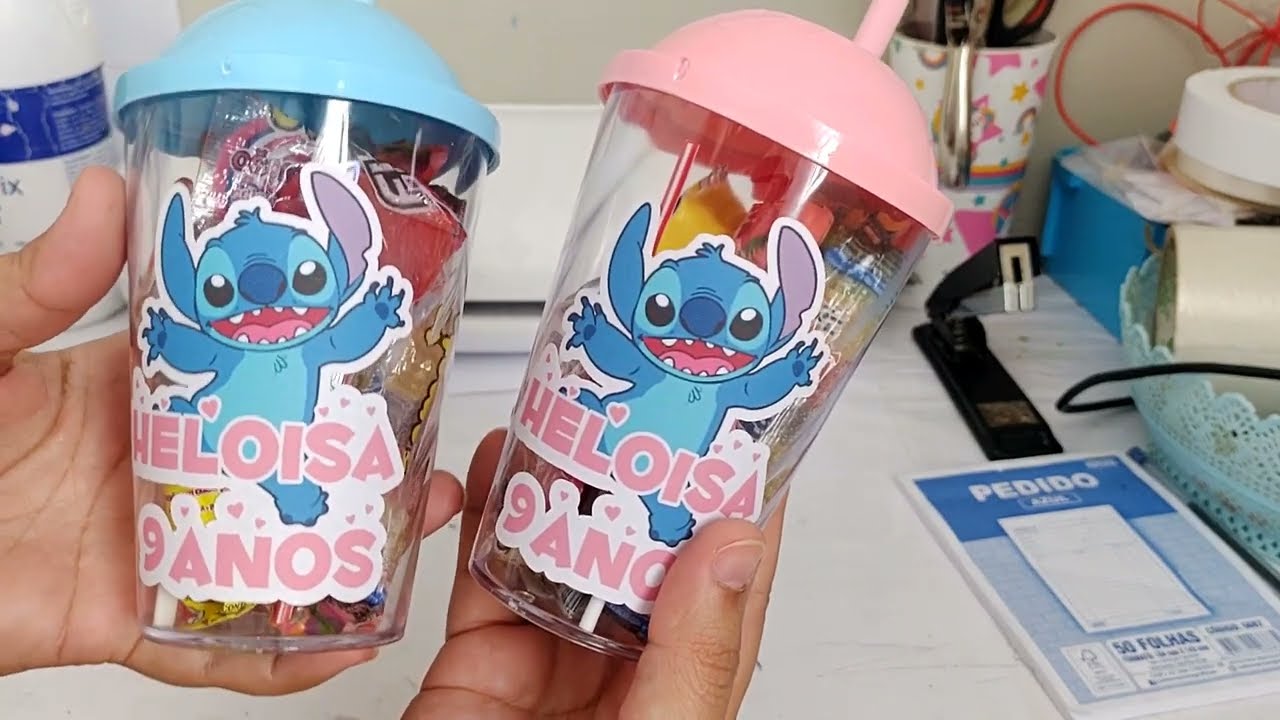 COMO PERSONALIZAR COPO COM CANUDO | TEMA STITCH