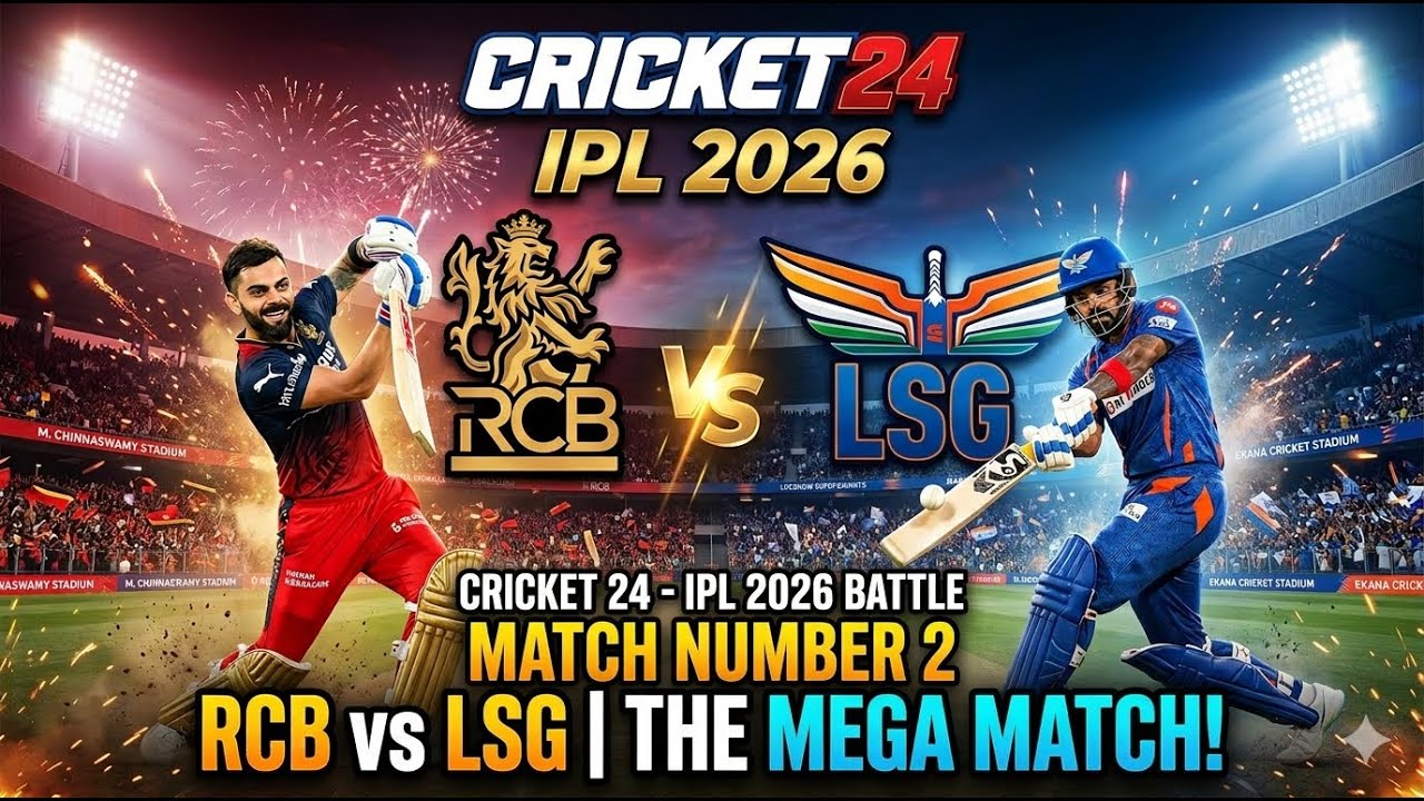 🔥 IPL 2026: MATCH 02 | RCB vs LSG LIVE 🏏 Cricket 24 Next-Gen Gameplay | Virat vs Rahul 💥