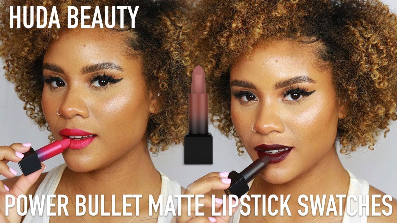 HUDA BEAUTY POWER BULLET MATTE LIPSTICK SWATCHES | CURLSFOTHEGIRLS