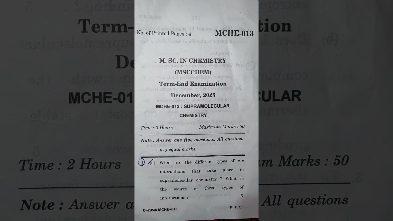 M.sc Chemistry #MSCCHEM#IGNOU#exam#MCHE013#Dec2025#SupramolecularChemistry#Viral#Short#QL#Study moto