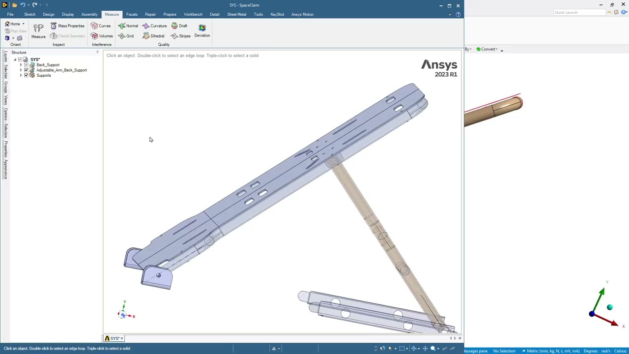 Модель системы ANSYS с использованием срединных поверхностей и шарниров