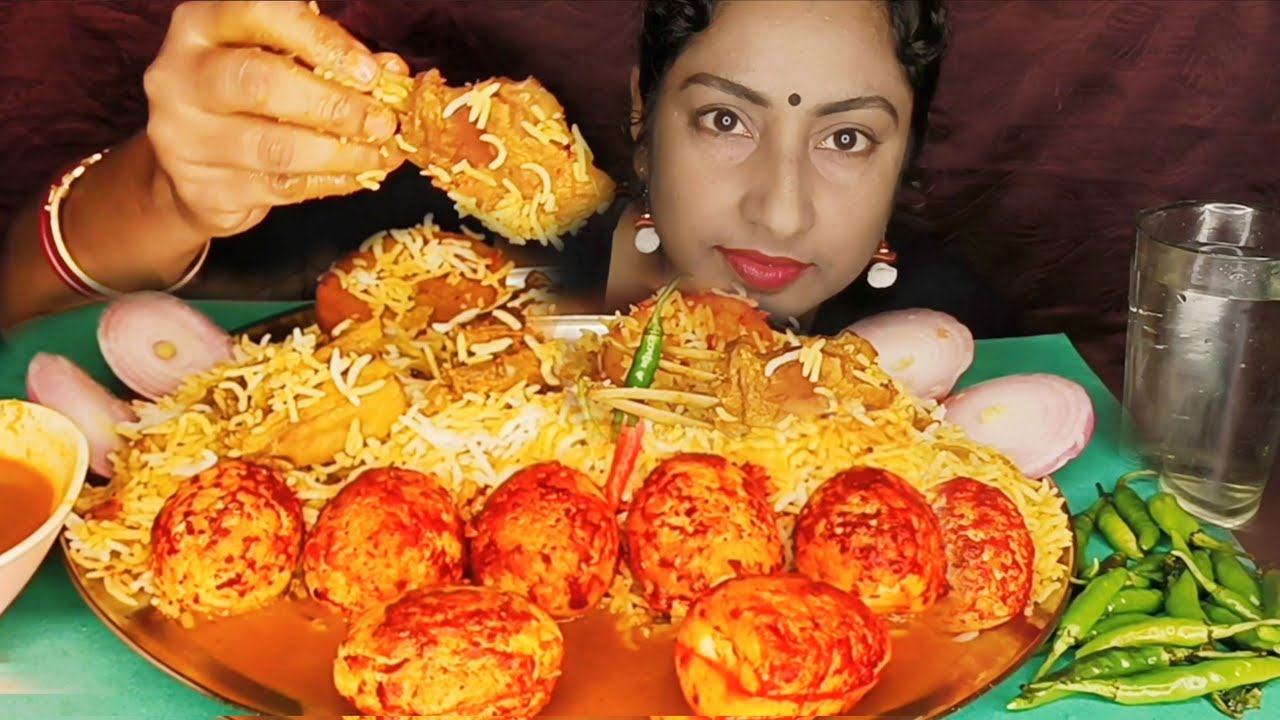 MUTTON BIRYANI & SPICY🔥🌶️EGGS CURRY EATING INDIAN MUKBANG ASMR #mutton #biryani #bigbites @DPEats 