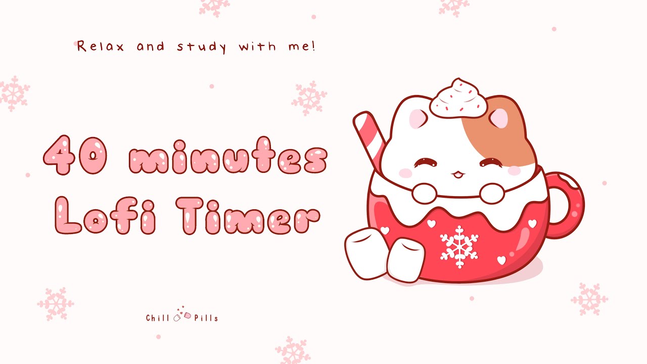 40 minutes - Relax & study with me Lofi | Christmas Cocoa cat #timer #1hour #1hourloop #lofi