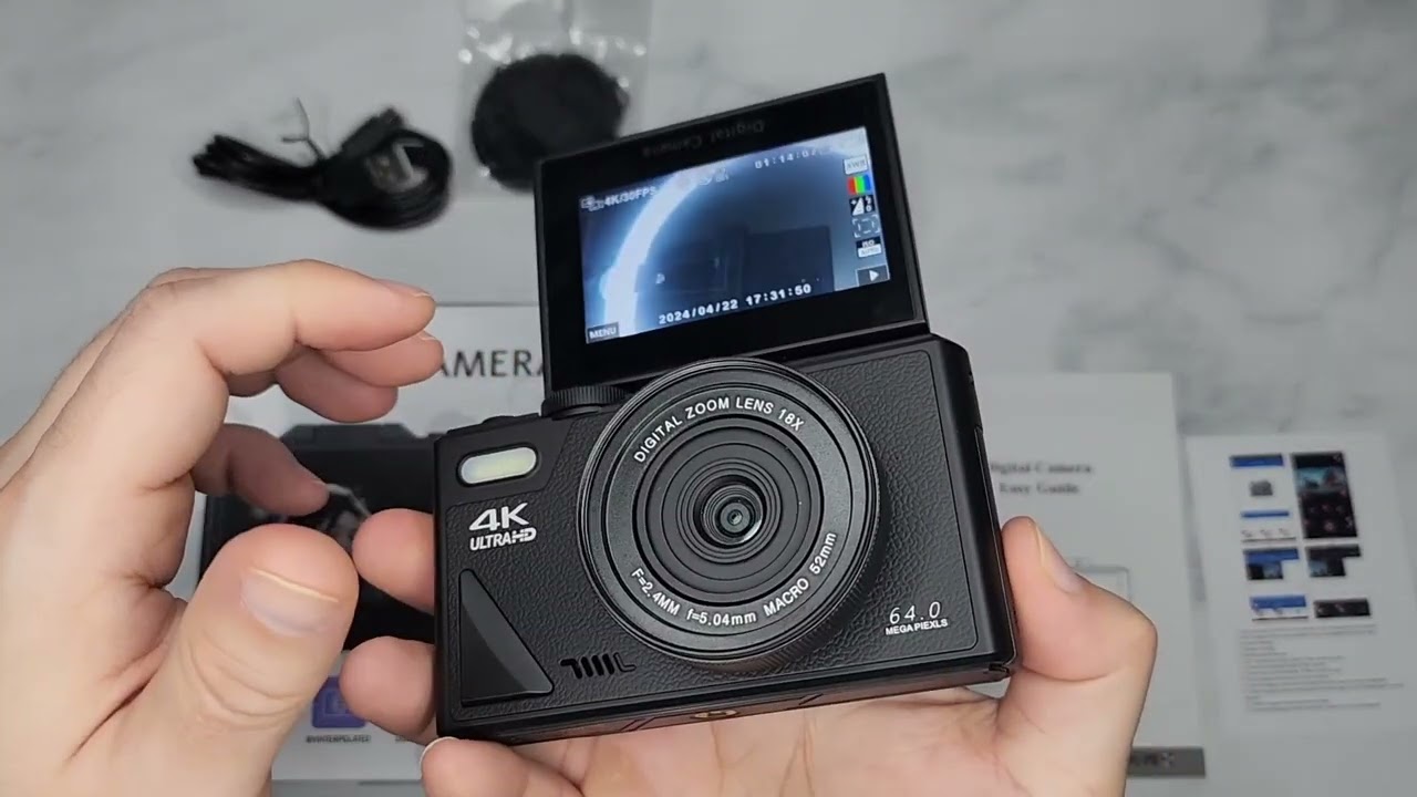 Обзор цифровой камеры для фотосъемки 4K UHD с Wi-Fi и автофокусом на 64 МП для видеоблогов на You...