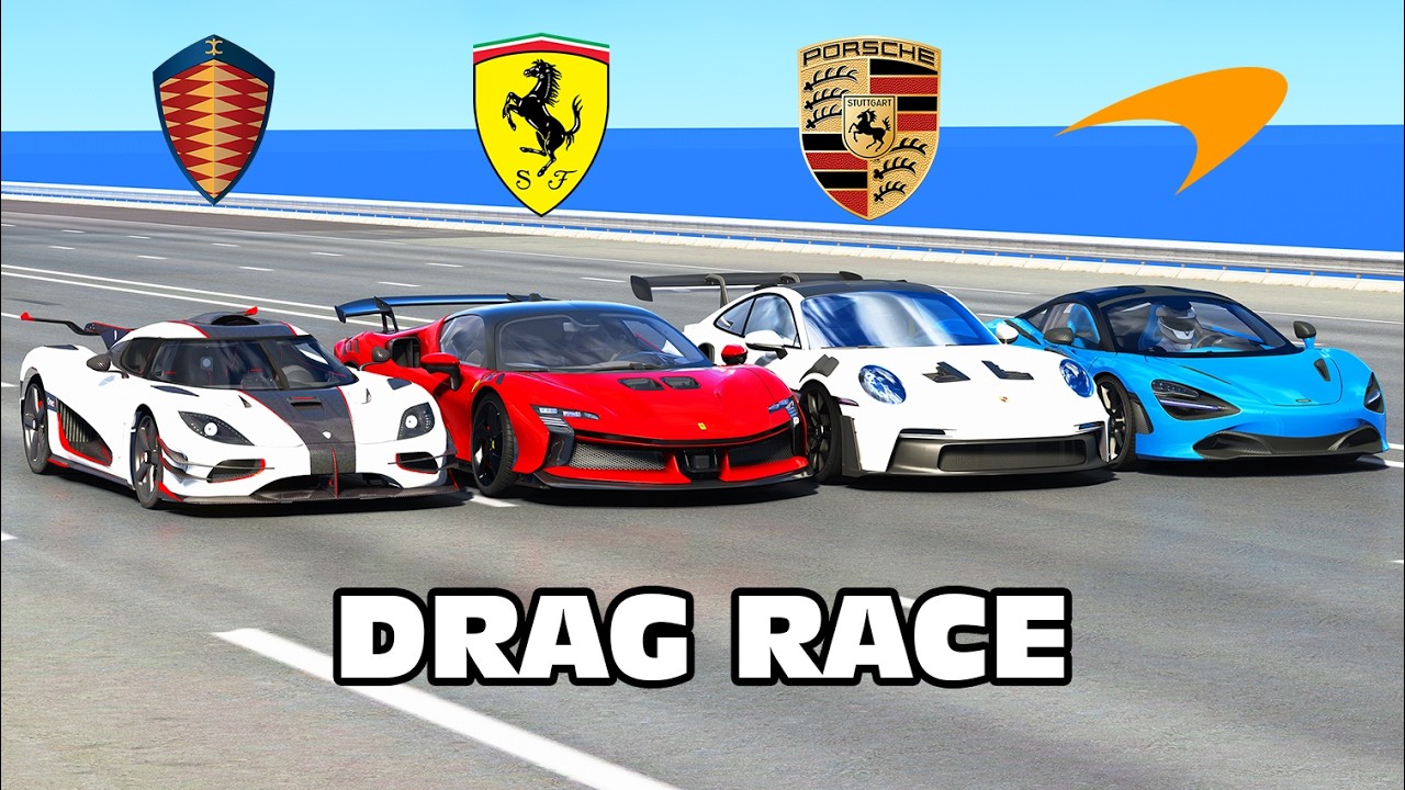 +1000HP One:1 vs SF90 vs 911 GT3 RS vs 720s DRAG RACE