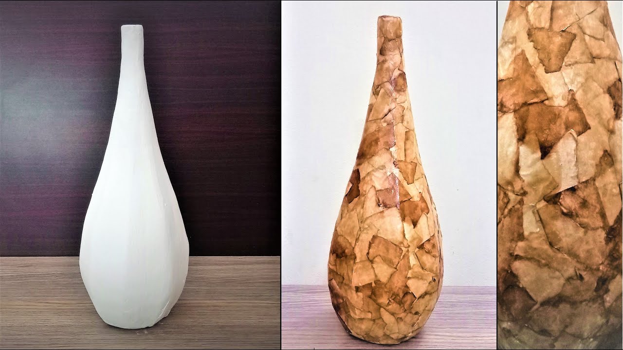 Decorate Old Flower Vase | Paper Vase  | Coffee Craft | Vase Makeover | Look Like Ceramic Vase | DIY