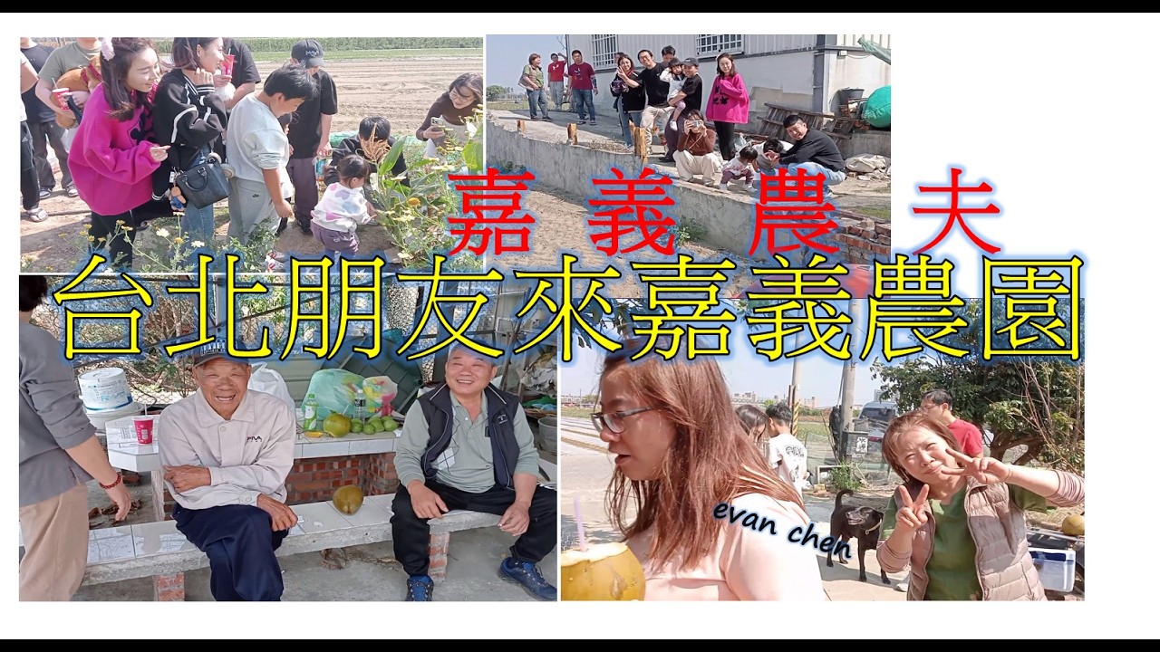 初三朋友來嘉義玩.沒字幕(現場複雜)..茼蒿花/牛奶玉米現摘現吃.體驗駕駛曳引機.喝現摘椰子及好吃的南瓜