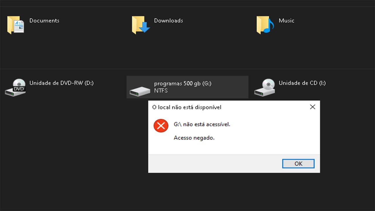 resolvido hd com acesso negado disco não está acessível no windows