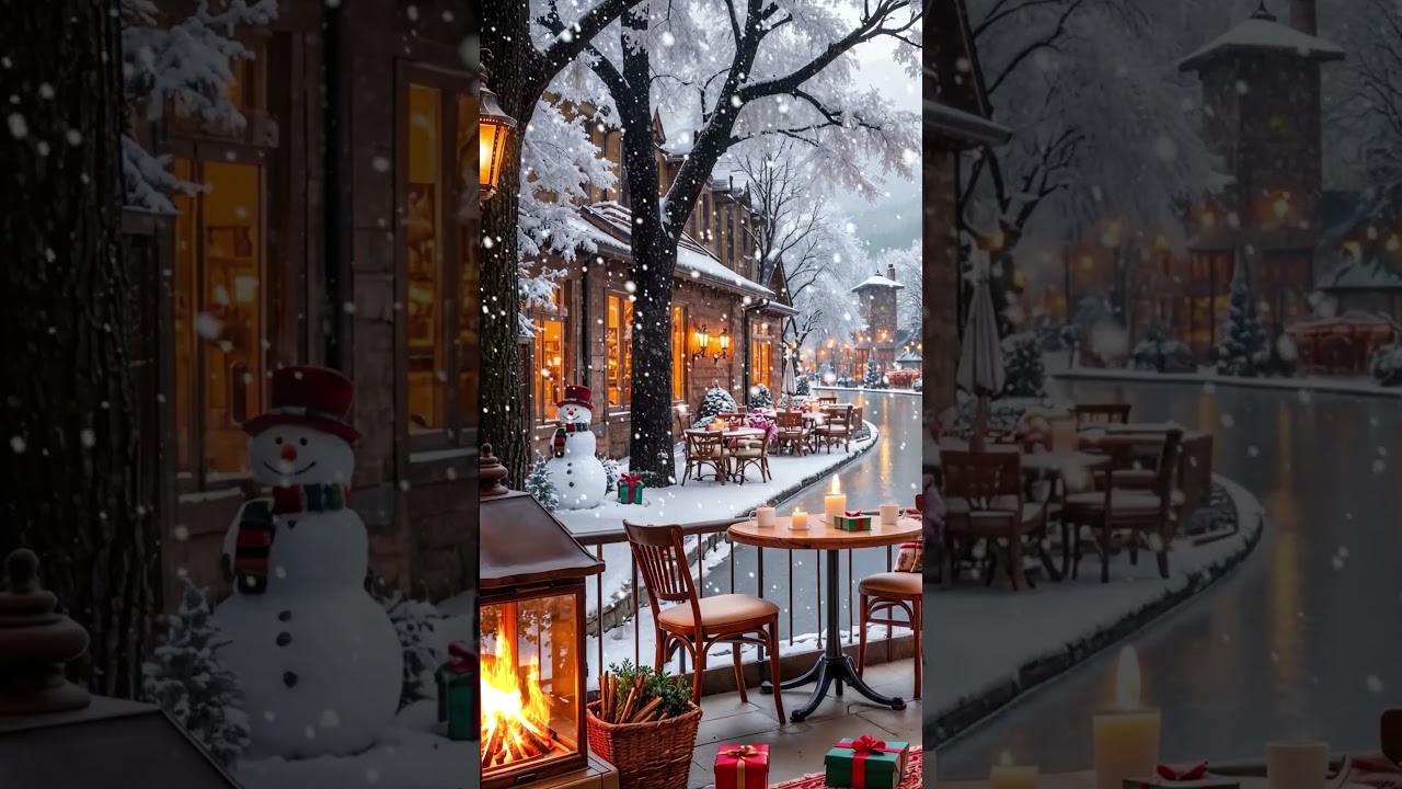Winter Coffee Shop with Warm Fireplace Ambience 🔥 Smooth Jazz Piano Music for Holiday Retreat