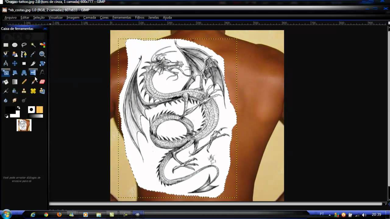 como fazer uma montagem de uma tatuagem no gimp