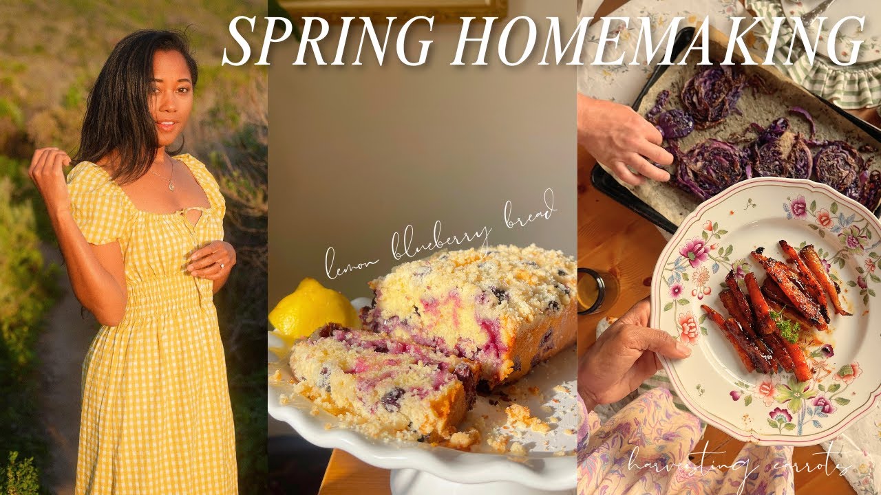 SPRING HOMEMAKING | lemon blueberry bread, wedding memories & picking carrots from the garden 🫐🍋🥕