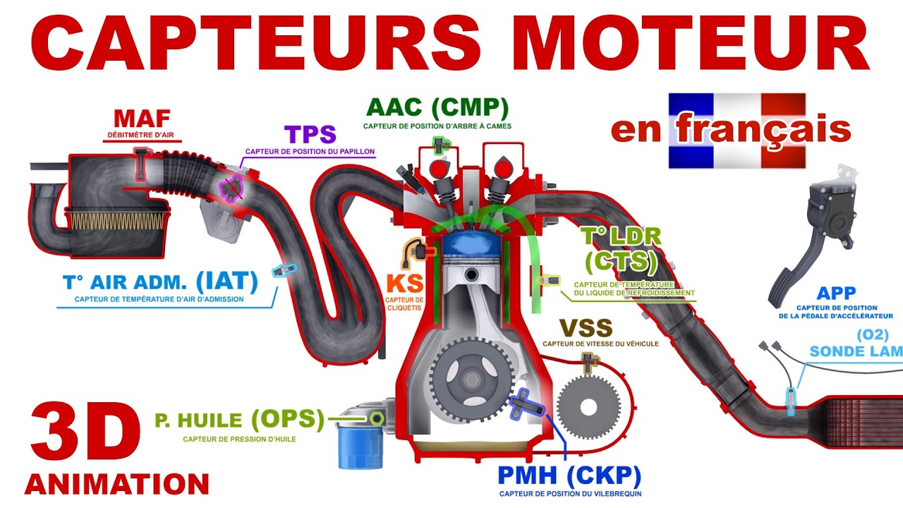 Les capteurs du moteur à essence : les bases | Animation 3D