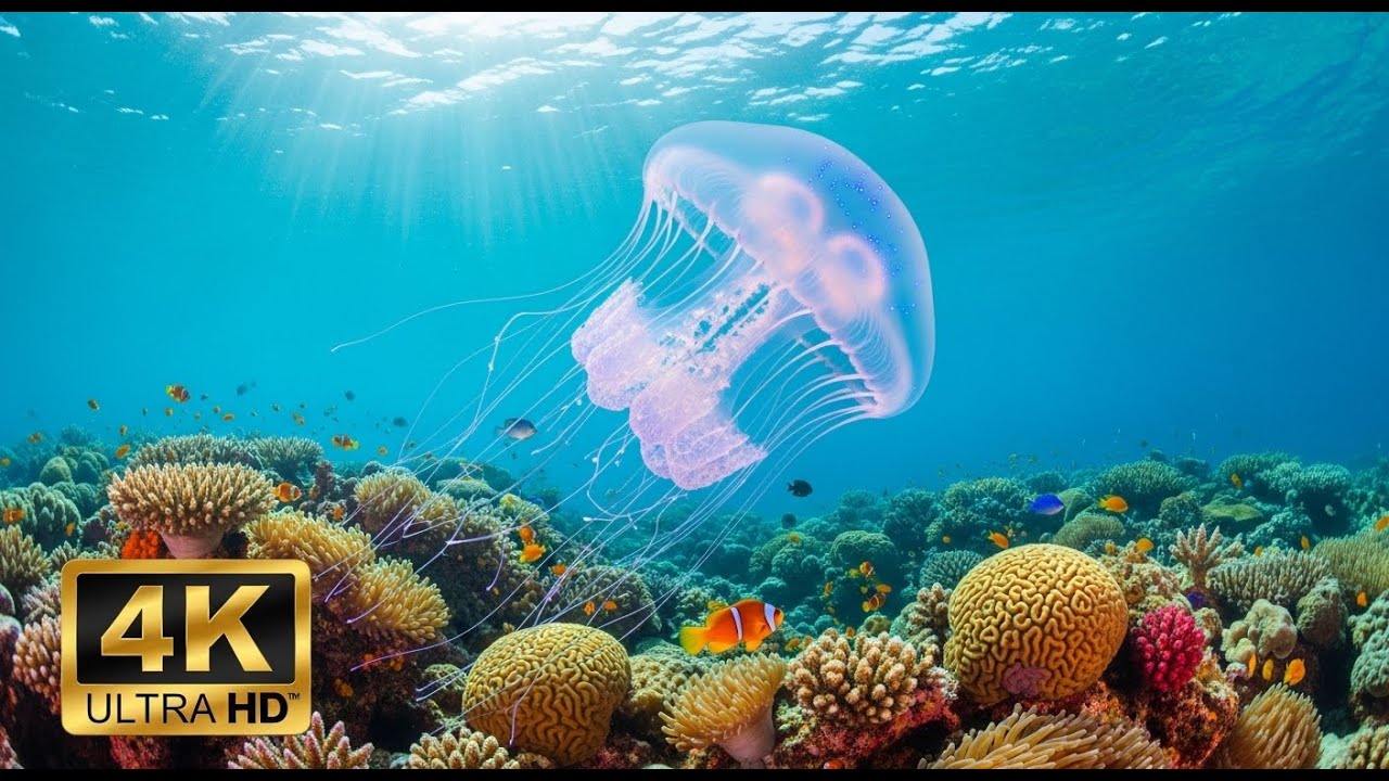 🐠 Aquarium Relaxation Video 4K – Peaceful Coral Reef Fish with Ambient Music