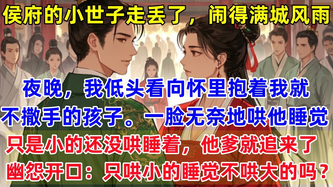 【完结文】侯府的小世子走丢了闹得满城风雨  我低头看向怀里抱着我就不撒手的孩子 一脸无奈地哄他睡觉。 只是小的还没哄睡着，他爹就追来了。幽怨开口：只哄小的睡觉不哄大的吗？ #古言小说 #古言#爽文故事