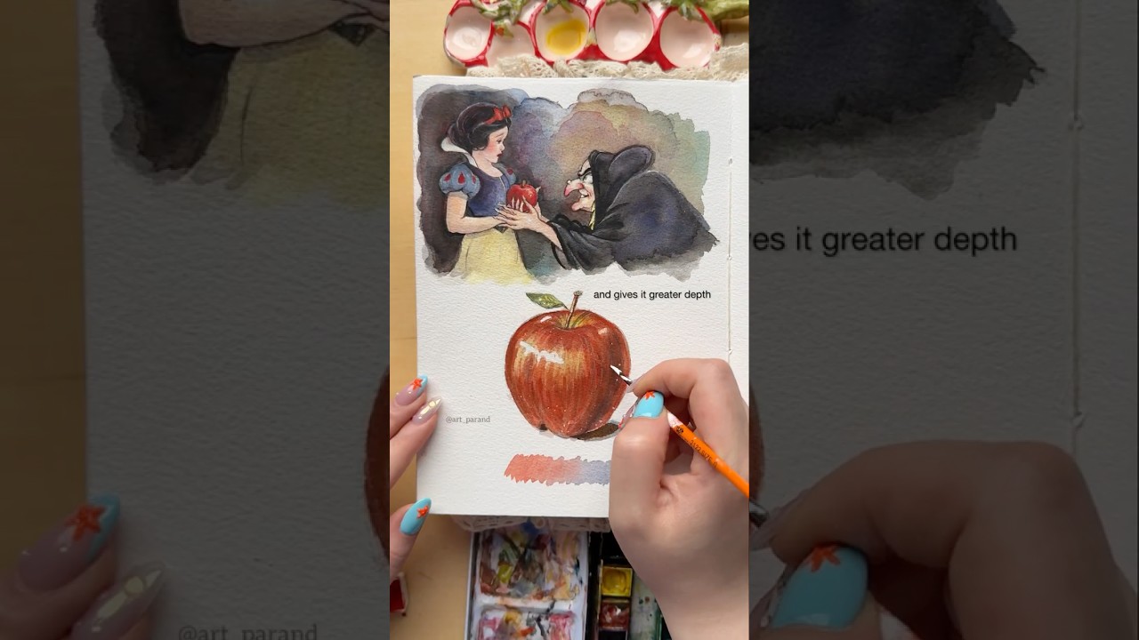 The Power of Blue Underpainting | Bring Life to Your Red Apple🍎#watercolor #watercolortutorial