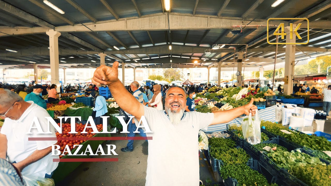 Antalya Bazaar Walking Tour / 4K HDR [🎧Binaural City Sounds]