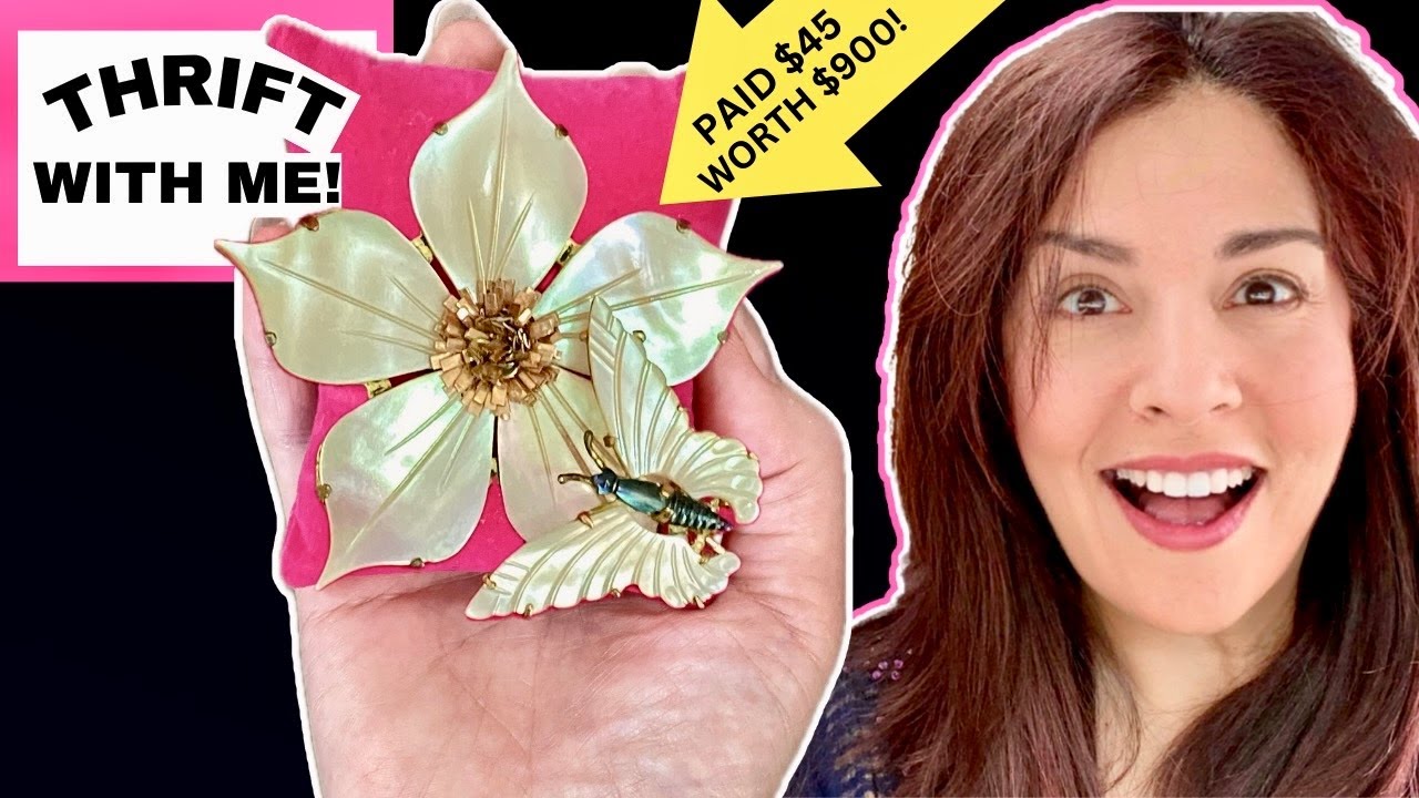 This $45 Pin Is WORTH $900! Thrift With Me For Vintage Jewelry!
