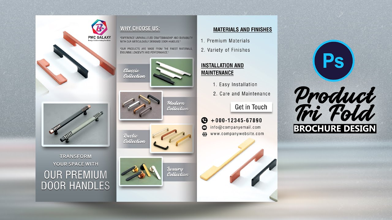 Product Tri Fold Brochure Design In Photoshop | Trifold Brochure Design | Brochure Catalog Design
