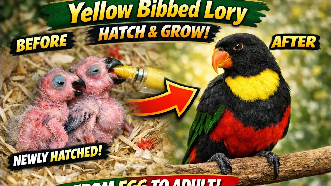 YELLOW BIBBED LORY hatch and grow up #parrotgrowup
