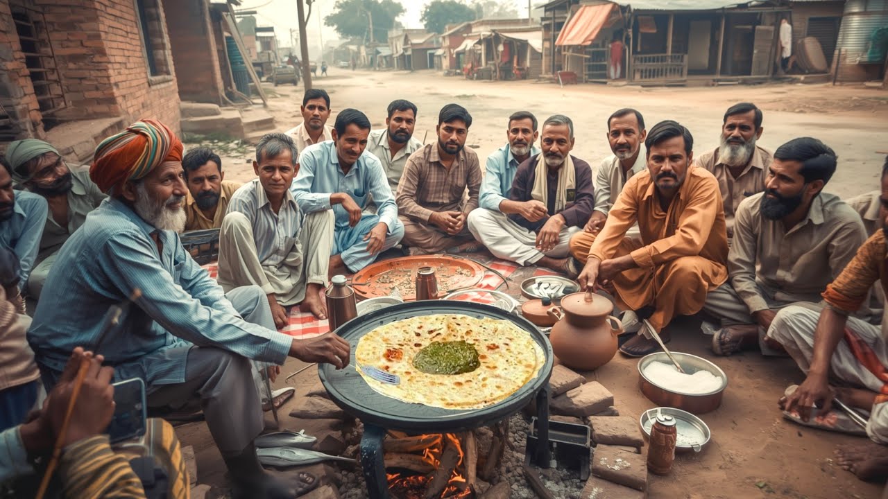 RS 50/- ROAD SIDE DESI BREAKFAST🤫 | HAFIZ SAAG PARATHA | ALOO PARATHA | STREET FOOD PAKISTAN