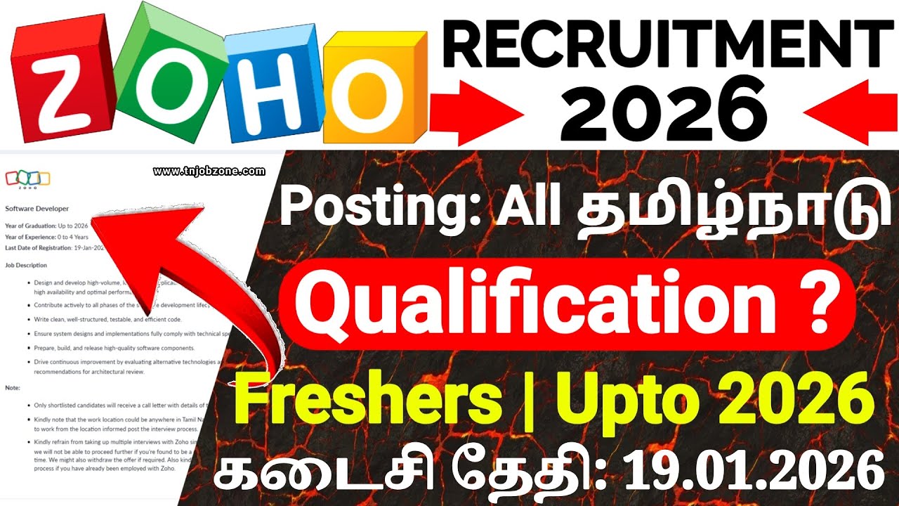 Zoho Corporation Recruitment 2026 Tamil 😍 | Software Developer | Freshers | IT Jobs in Tamil Nadu