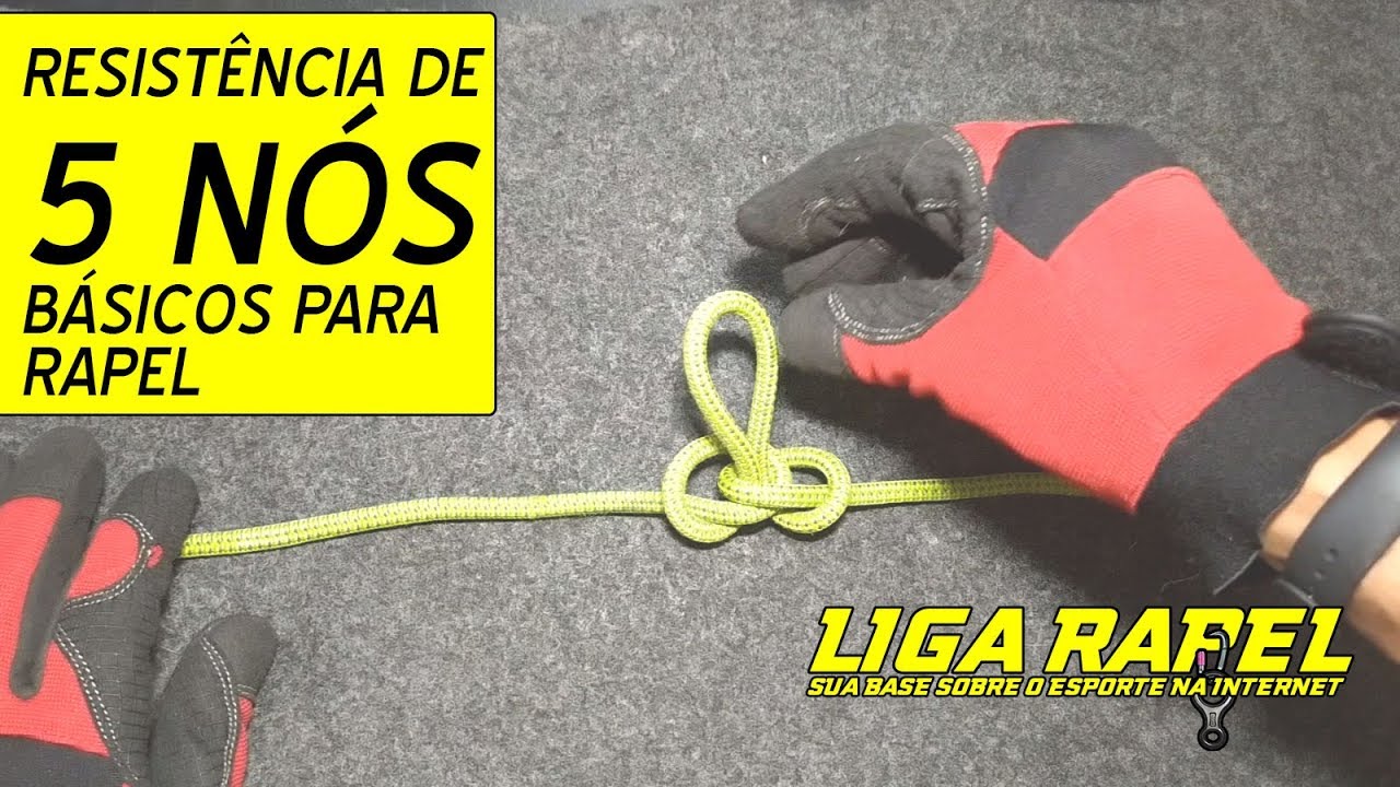 Perda de resistência da corda com 5 nós básicos para Rapel e Vertical