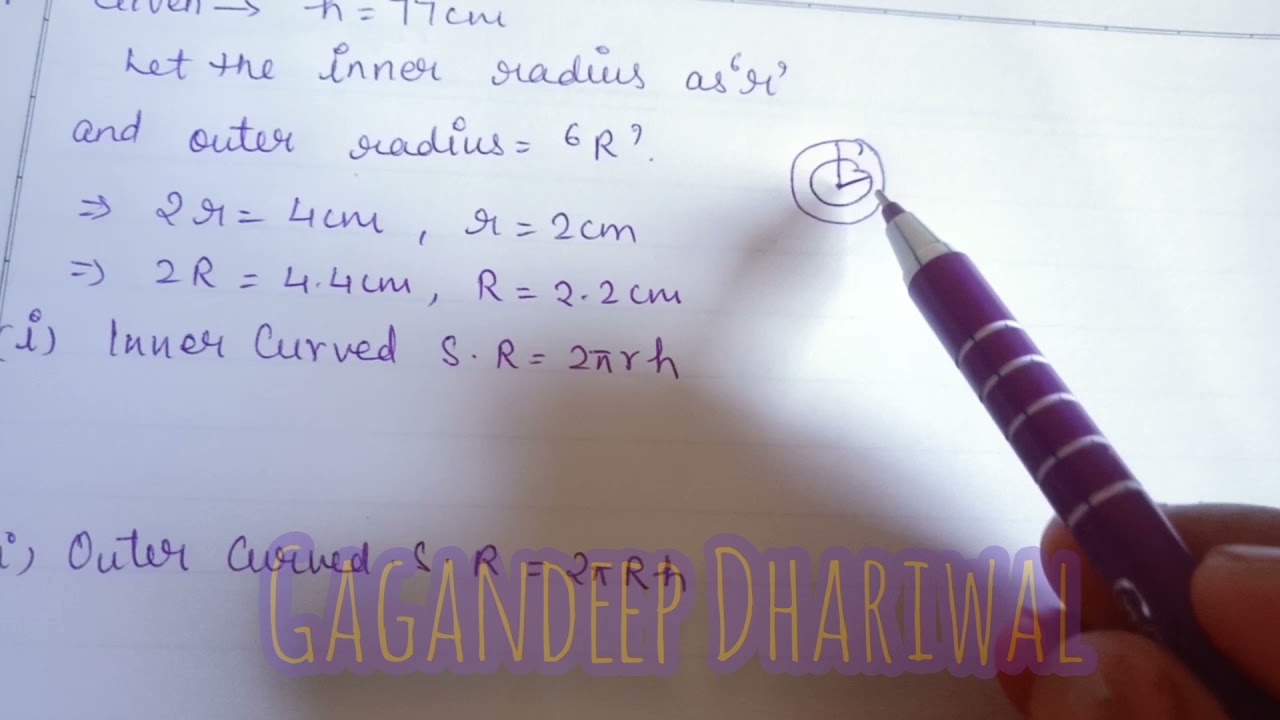 A metal pipe is 77cm long the inner diameter of a cross-section is 4 cm and the outer diameter 4.4cm