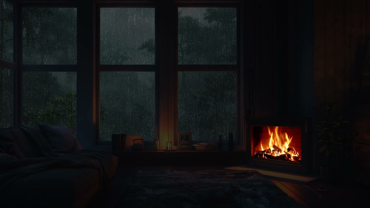 Tranquil Rain & Fire Chamber | Rustic Ambience for 3 Hours of Sleep, Focus, and Emotional Ease
