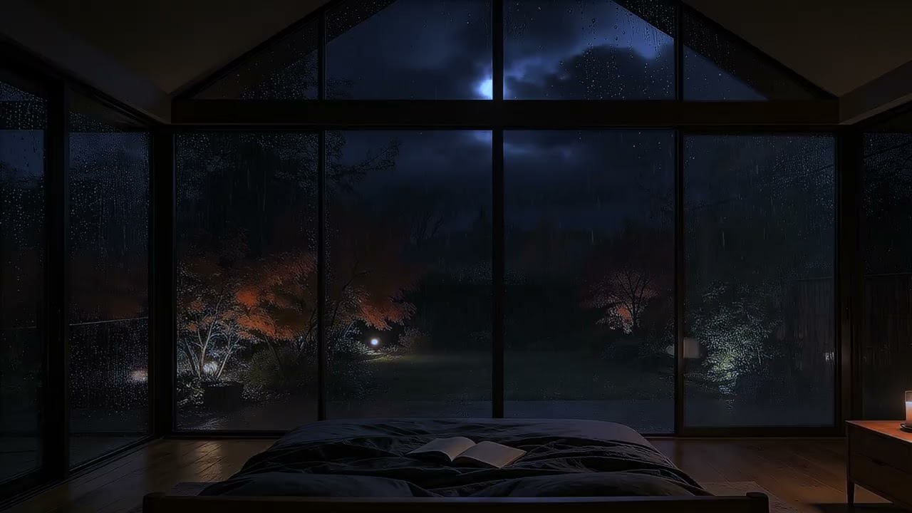 Rain Sounds in a Peaceful Garden at Night 🌿 ASMR Rain Ambience for Sleeping
