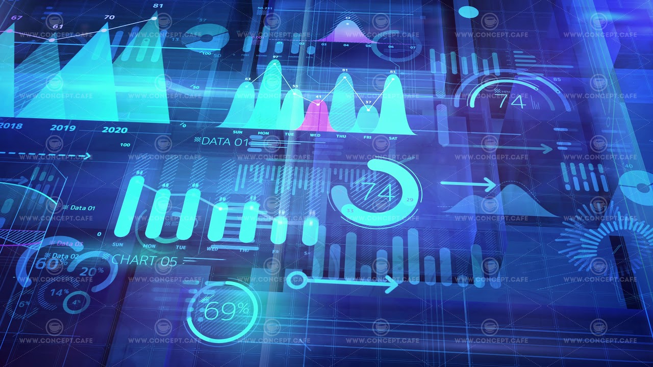 Colored background with animated abstract infographic data.