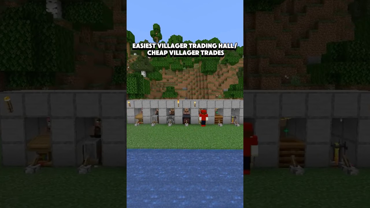 Easiest Villager Trading Hall In Minecraft! #minecraft #survival #minecraftfarm