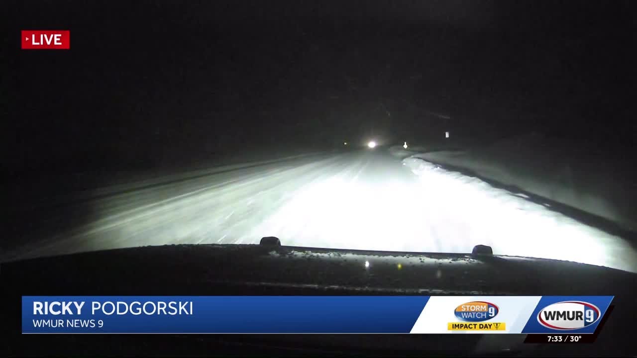 Road conditions deteriorate across New Hampshire as snow continues to fall