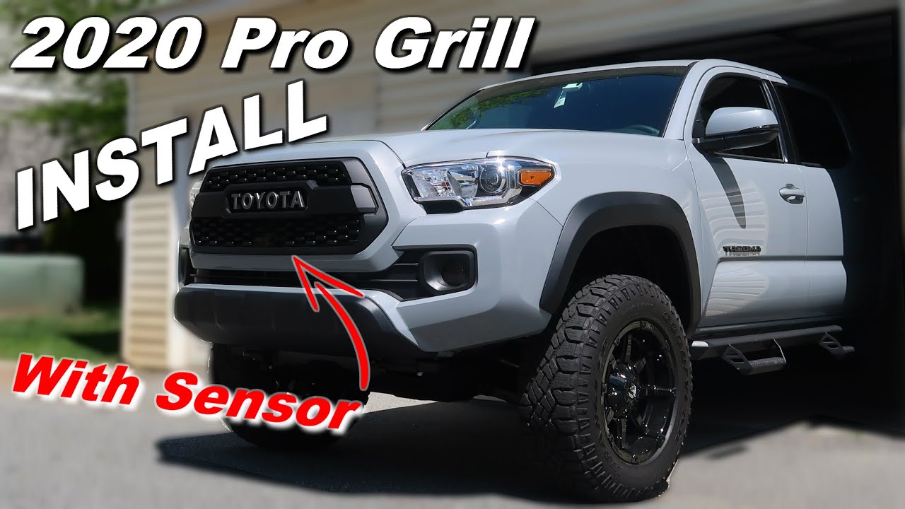 Установка решетки радиатора TRD Pro Grill на внедорожник Tacoma 2020 года (с датчиком)