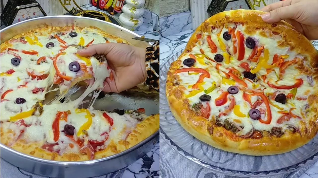 بيتزا بعجينه قطنيه هشه زي القطن مقصوص كاتشب رهيب هيوديها في حته تانيه