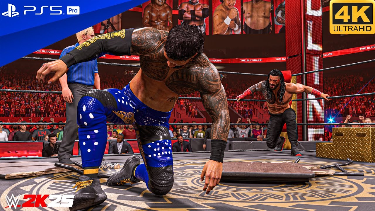 WWE 2K25 - Roman Reigns Vs Jey Uso - Full Match at Wrestlemania | PS5™ Pro [4K60]