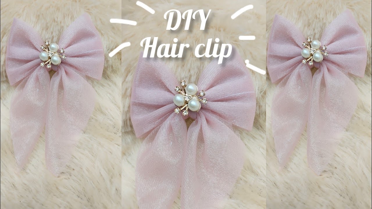 How to make hair clip at home👈🏡/hair clip making tutorial 👍✅🫰#easydiy#hairaccessories  @shahnaaz-3g 