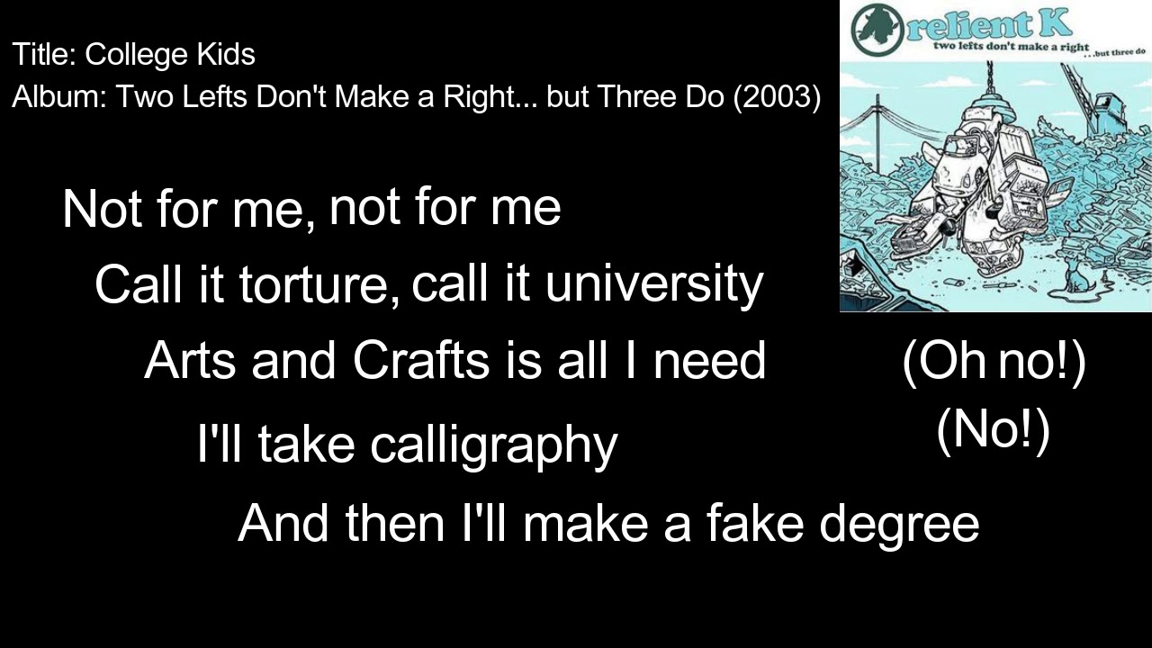 Relient K - College Kids (Lyric Video)