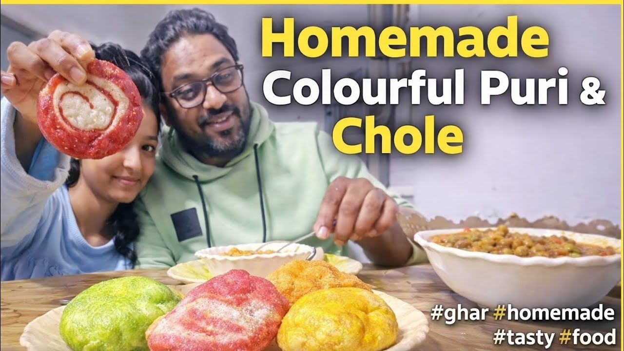Wife Made Colourful Puri & Chole 🌈 | Ghar Ka Khana | Love in Every Bite