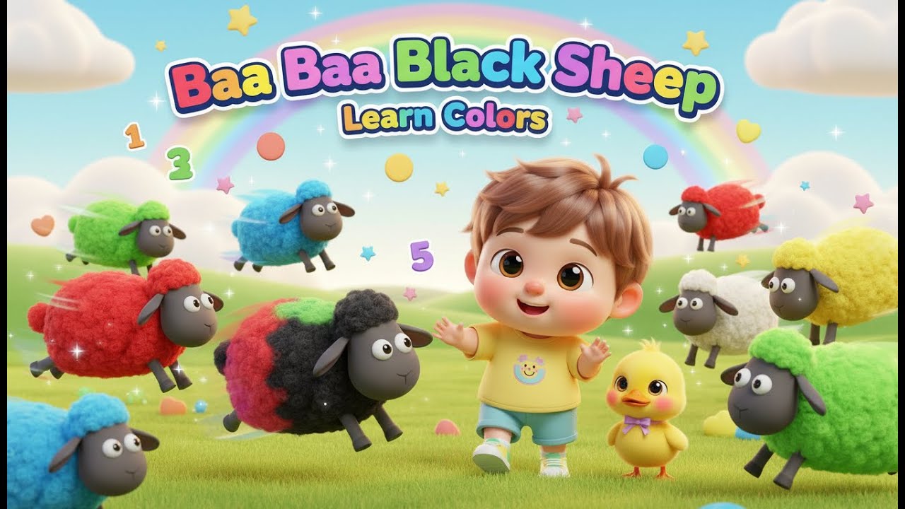 Baa Baa Black Sheep Learn Colors – Nursery Rhyme, Toddler Learning, Color Fun, and Playful Animal