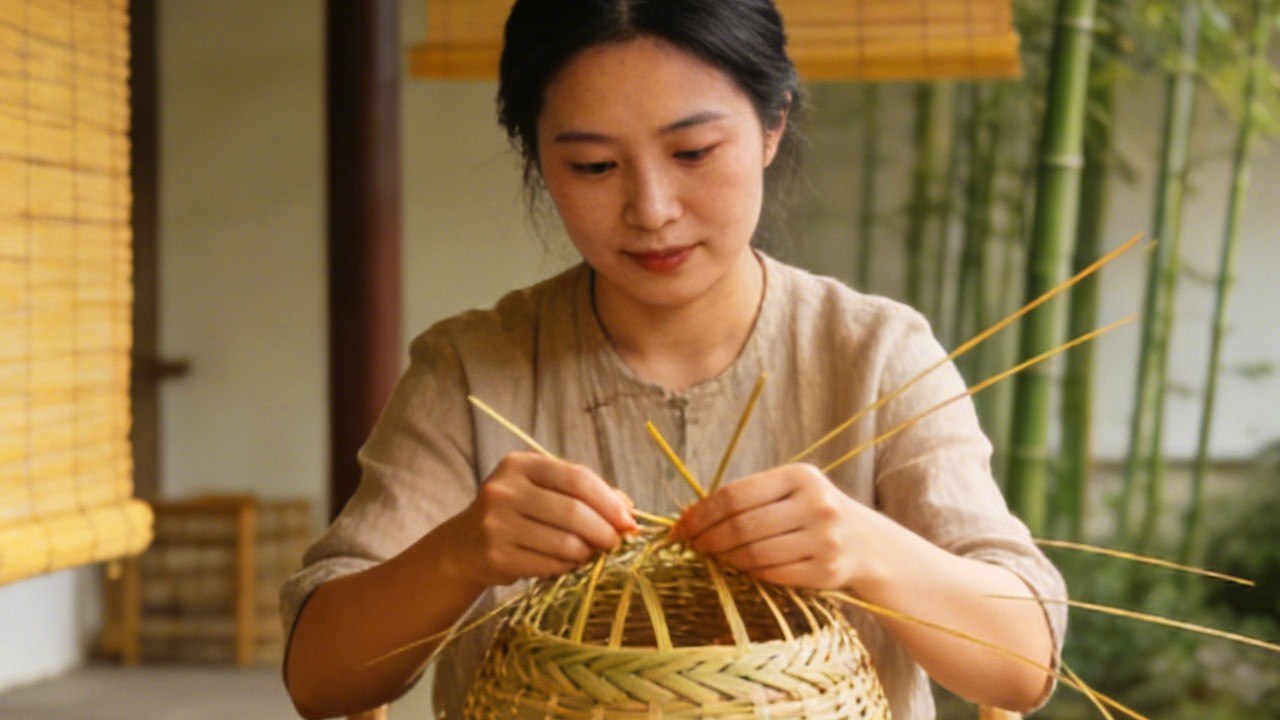 Relaxing Bamboo Basket Weaving  Ancient Chinese Traditional Craft