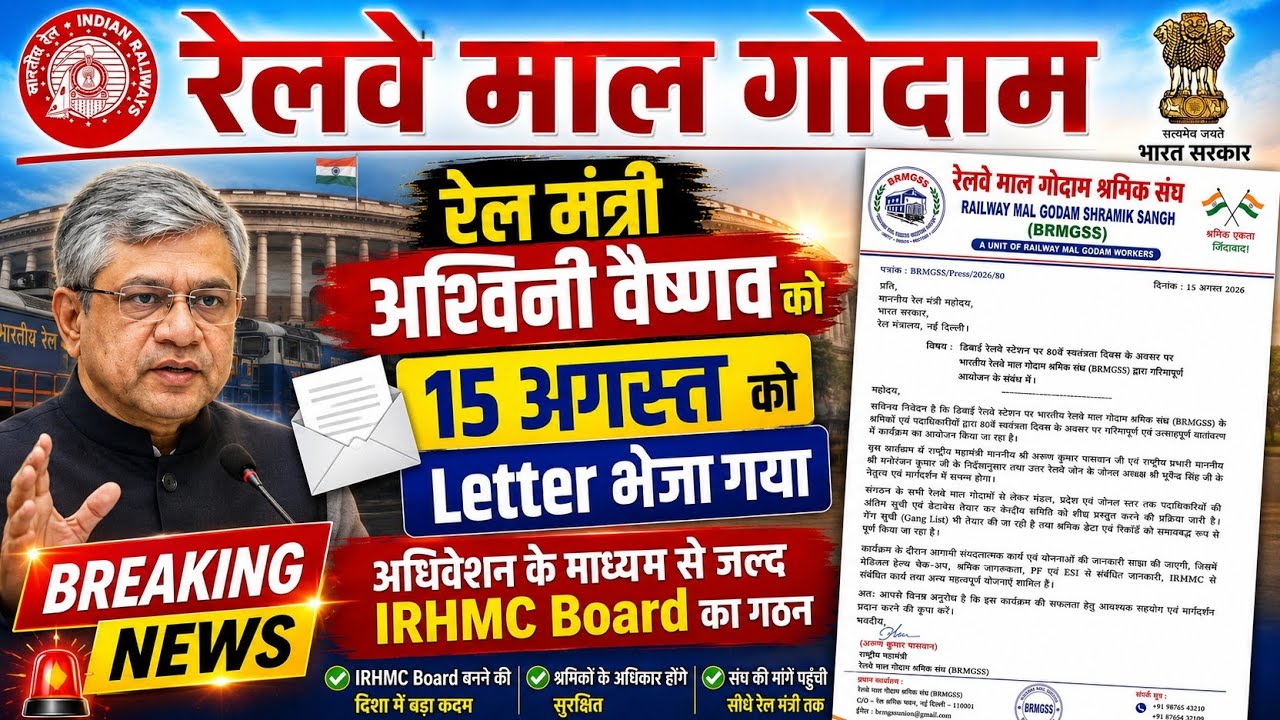 Brmgss | Brmgss Latest News | रेल मंत्री को सौंपा Letter Malgodam IRHMC Board के माध्यम से Joining