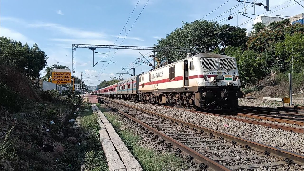 17057 Devagiri Exp running 2hrs late slowly crawls and later notches instant after LC closes instant