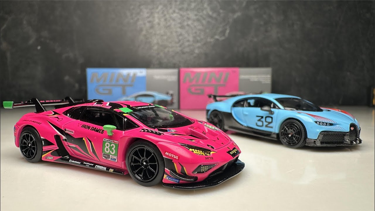 MINI GT Lamborghini Huracan Iron Dames and Bugatti Chiron - Review and Disassemble